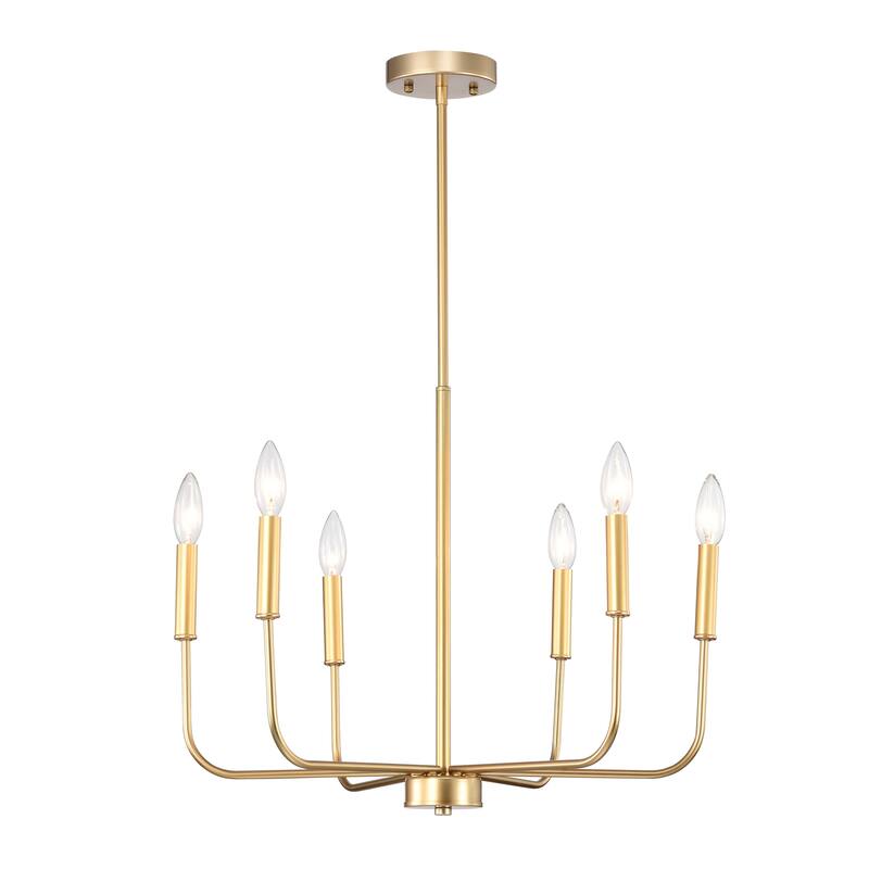 22 Inch Modern Classic Gold Chandelier 6 Light (SOLD AS A PAIR)