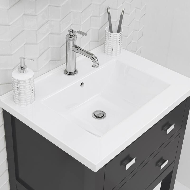 Viola 24 In. Ceramic Sink Top Vanity in Espresso with Single Faucet