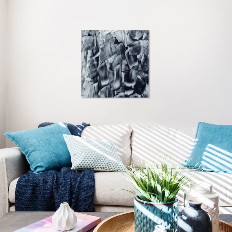 Wynwood Studio Abstract Dashes Black and Modern & Contemporary Wall Art Canvas Print - 20 x 20
