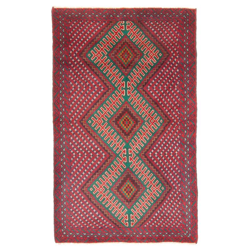ECARPETGALLERY Hand-knotted Teimani Red Wool Rug - 2'11 x 4'11