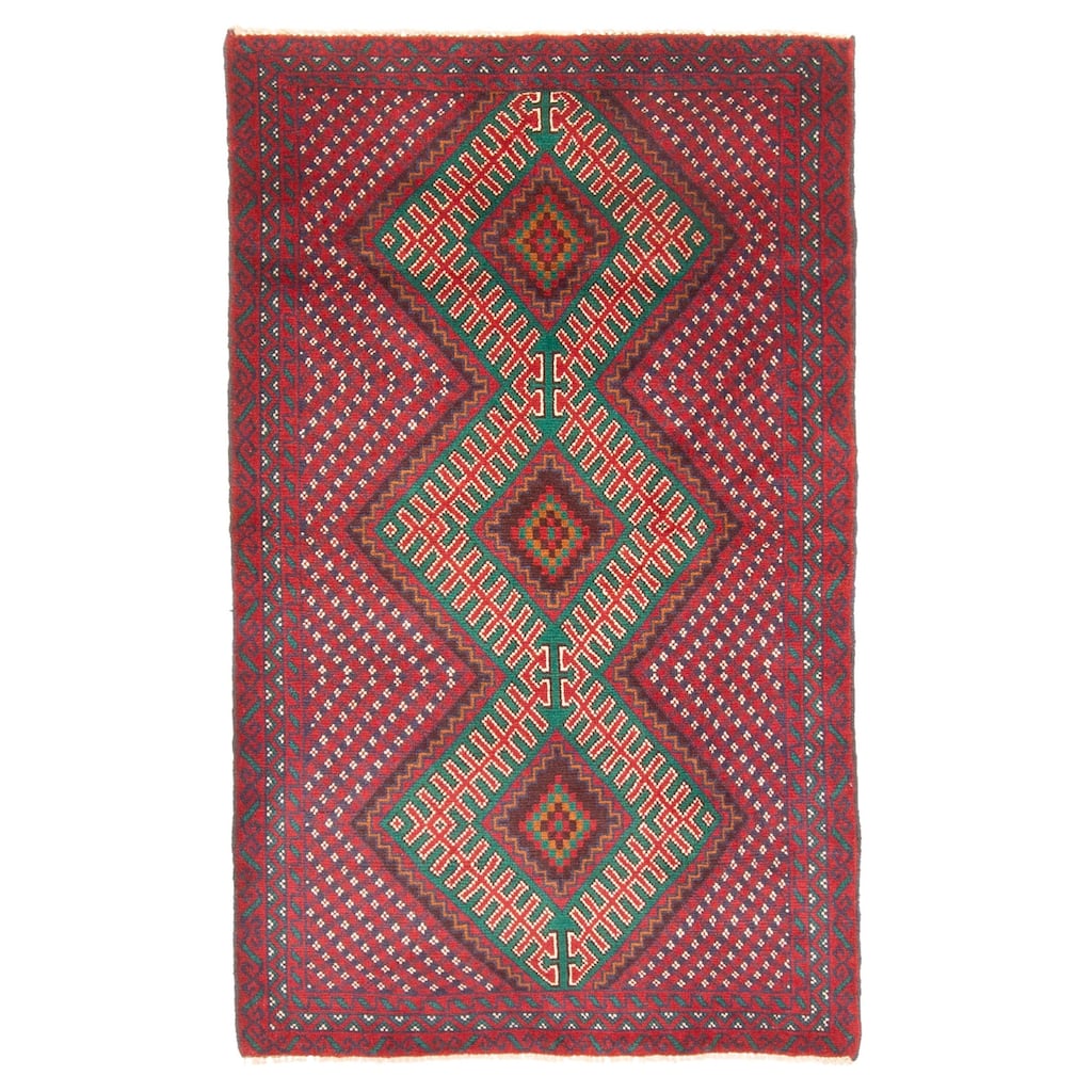 ECARPETGALLERY Hand-knotted Teimani Red Wool Rug - 2'11 x 4'11