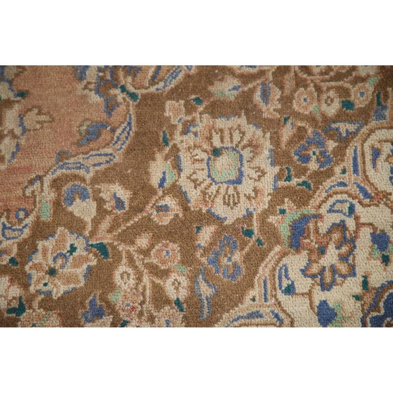Hand Knotted Oriental 100% Wool Carpet Traditional Floral Coral Mashad Area Rug - 12' 6'' X 9' 2''