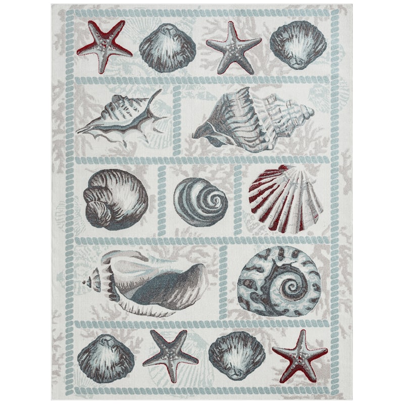 Home Dynamix Marine Sea Shells Coastal Starfish Indoor/Outdoor Area Rug - 5'2"x7'2"