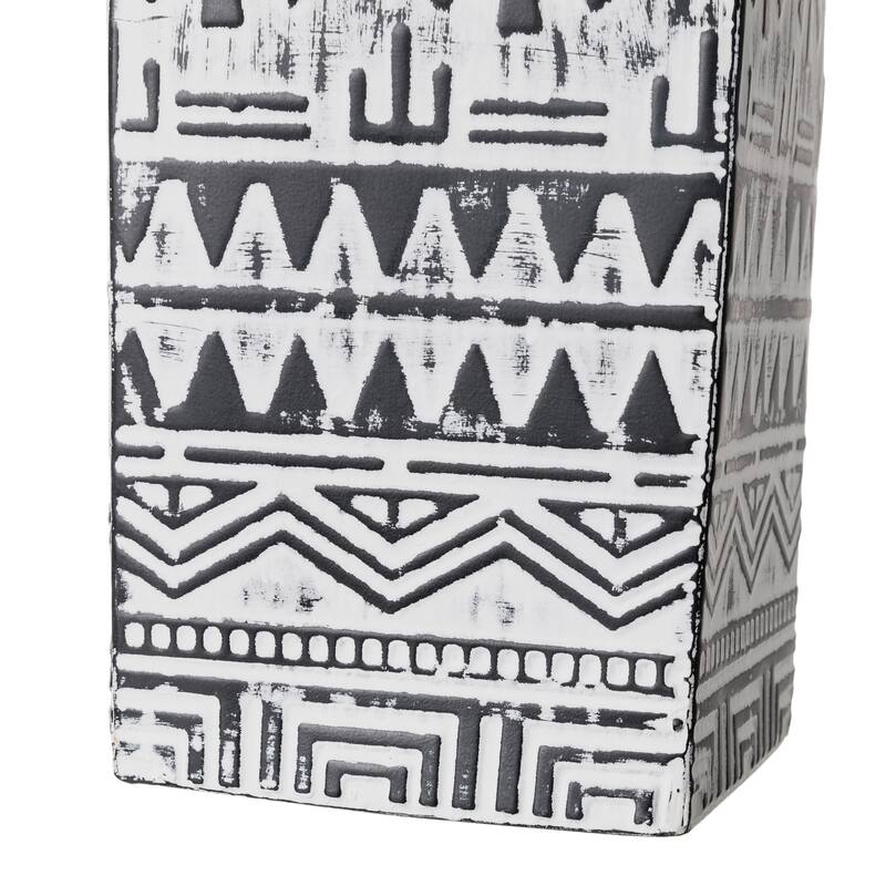 Glitzhome Set of 2 Global/Boho Exotic Textured Metal Table Floor Vases
