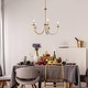 preview thumbnail 8 of 17, Alisar Mid-century Modern 5-Light Chandelier Antique Gold Swing Arms French Country Wood Beads Pendant Lights for Dining Room