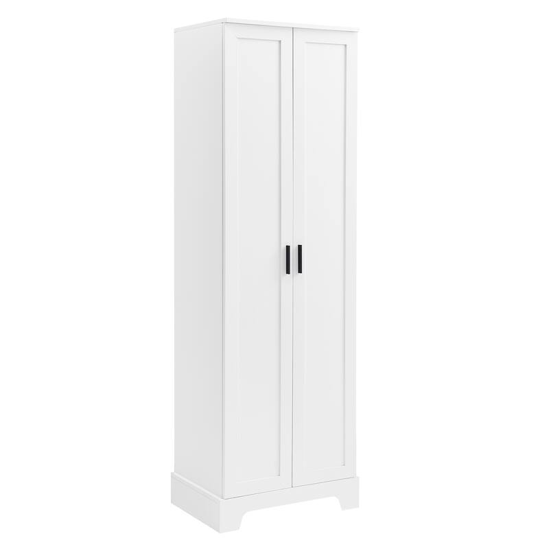 White Rustic Floor Cabinet Storage Cabinet with 2 Doors, Medicine Cabinet Bathroom Cabinet with Adjustable Shelf