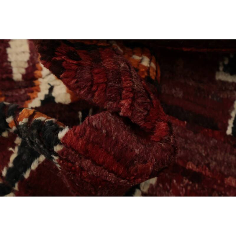Hand Knotted Oriental 100% Wool Carpet Modern Tribal Red Moroccan Area Rug - 9' 8'' X 6' 10''
