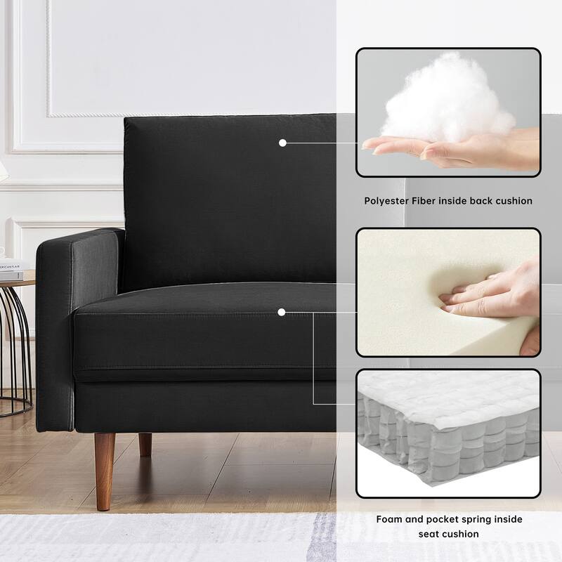 57 Inch Wide Upholstered Loveseat with Square Arms - N/A