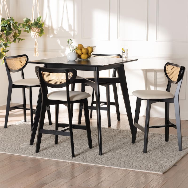 Dannell Mid-Century Modern Fabric and Wood 5-Piece Pub Set