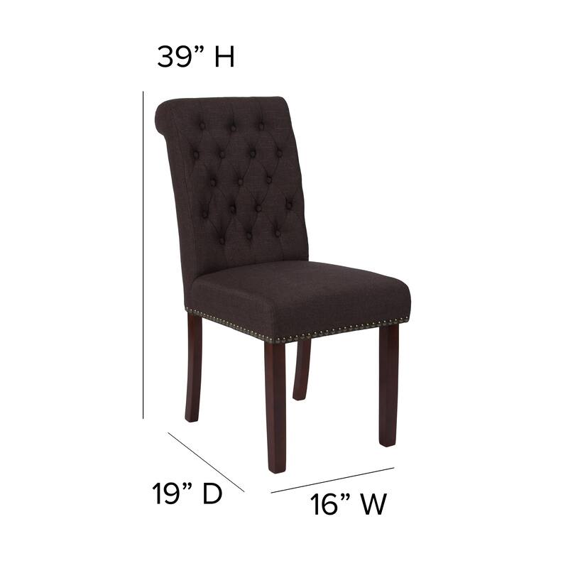Parsons Rolled Back Accent Nail Trim Chairs (Set of 2) - 18.5"W x 27.5"D x 39.75"H