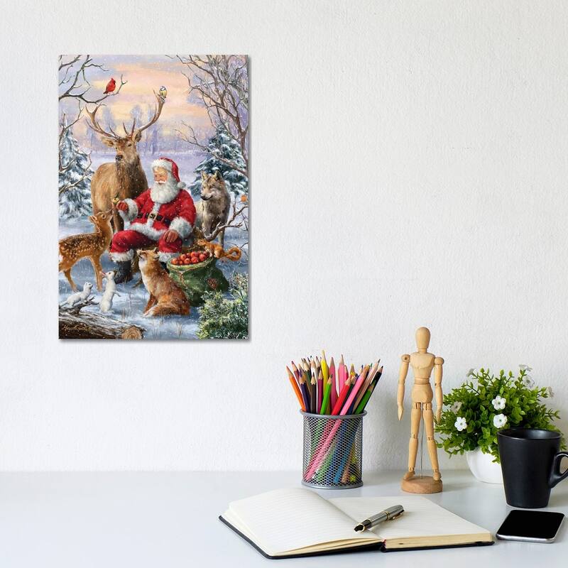 iCanvas "Santa Animals" by Ali Corti Canvas Print - 12x8x0.75