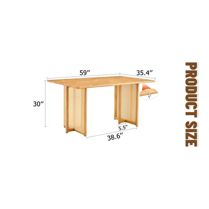 59"L Wood Dining Table