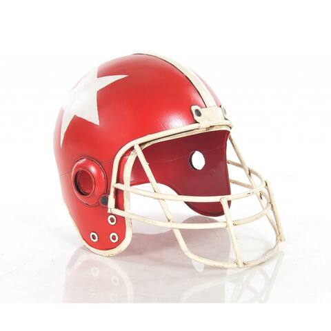Handmade Vintage Look Football Helmet Sculpture - 10x7.5x8.5"