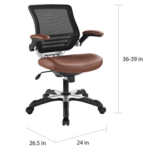 Modway Edge Mesh Back and White Vinyl Seat Office Chair, Flipup Arms