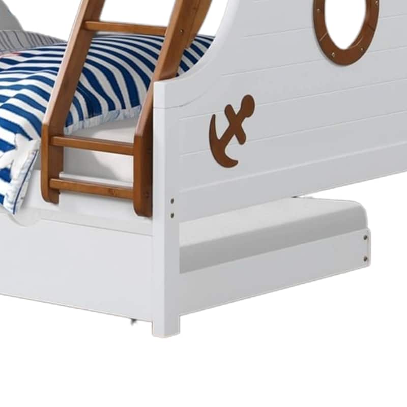 Nexo Twin over Full Bunk Bed, Nautical Accents in White & Oak Brown