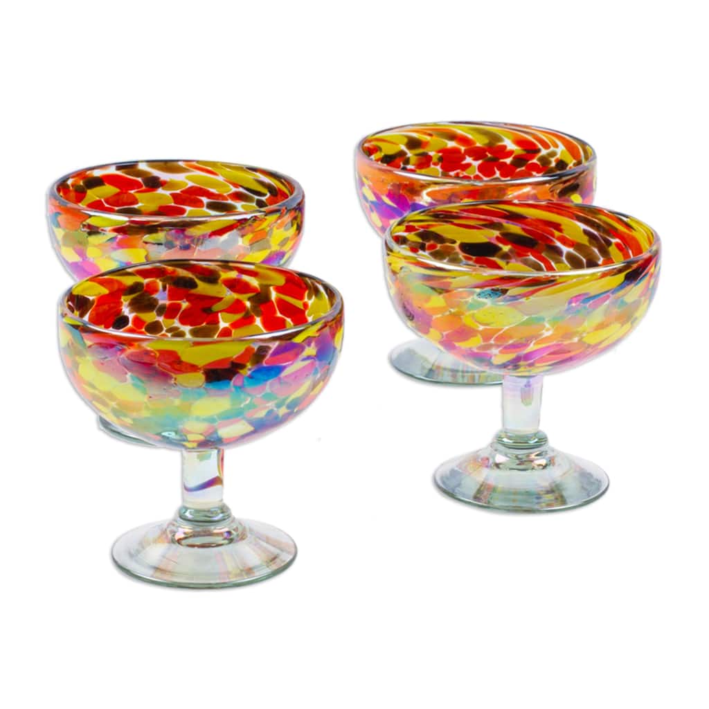Novica Handmade Intense Celebration Handblown Recycled Cocktail Glasses (Set Of 4)