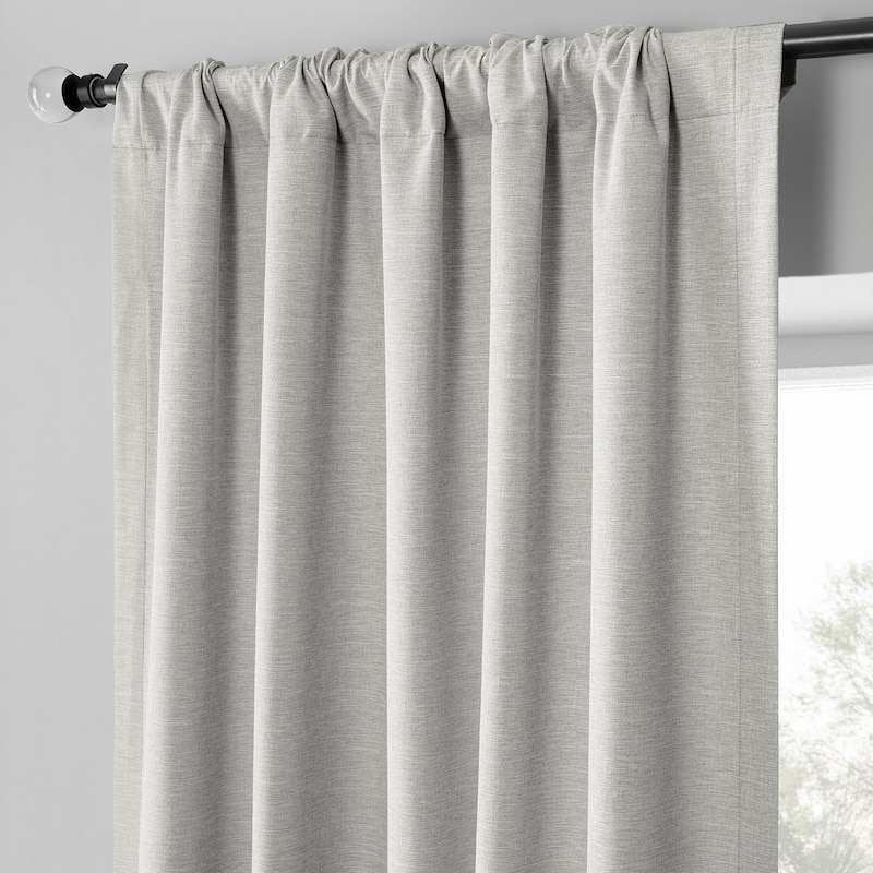 Exclusive Fabrics Boho Chic Faux Linen Blackout Curtains for Bedroom & Living Room Curtains - 2 Panel Drapes