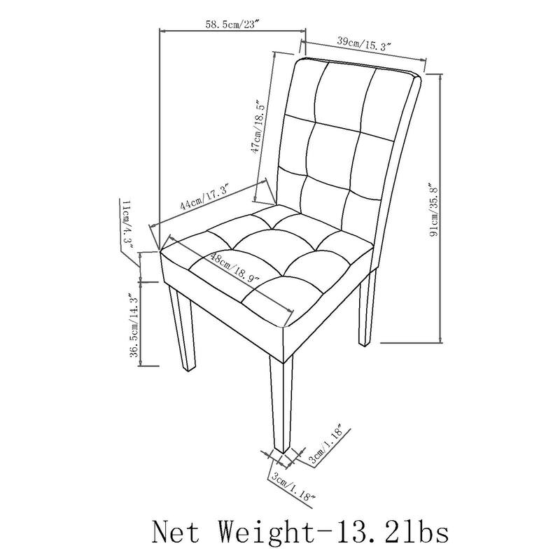 WYNDENHALL Jefferson Contemporary Parson Dining Chair (Set of 2) - 18.9"w x 23"d x 35.8"h