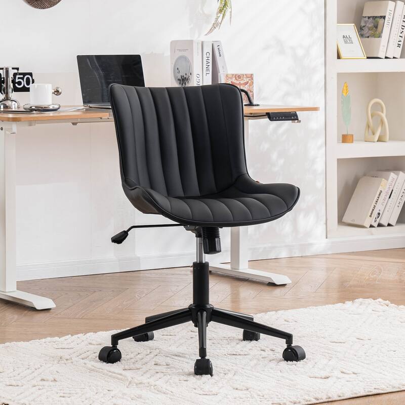 Ergonomic Office Chair Swivel Armless Desk Chair with Wheels - Black