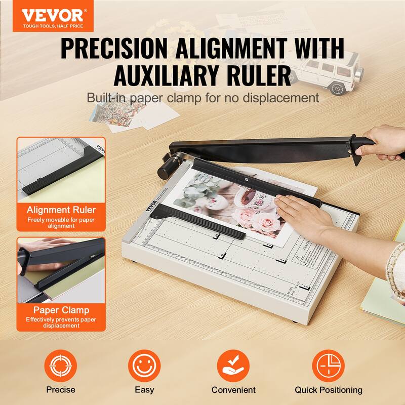 VEVOR Paper Cutter Guillotine Trimmer 15"/18" Cut Length 16/20 Sheets Capacity, Heavy Duty Guillotine Paper Cutter