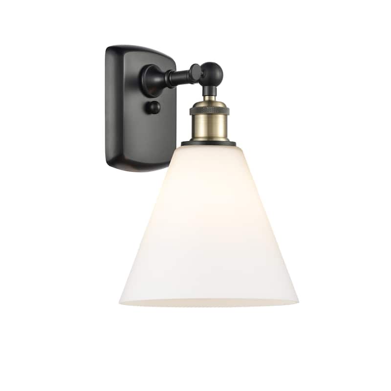Innovations Lighting 516-1W-12-8 Berkshire Sconce Berkshire 12" Tall - Black Antique Brass / Matte White