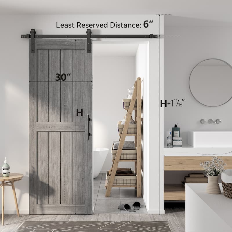 Sanding 30in./32in./36in./42in./48in.x 84in.MDF Barn Door With Sliding Hardware Kit ,Covered with Water-Proof PVC Surface