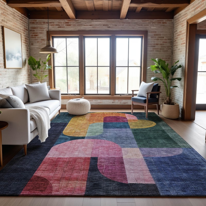 Premium Washable Super Soft Modern Retro Mayfield Rug - Green - 3' x 5'