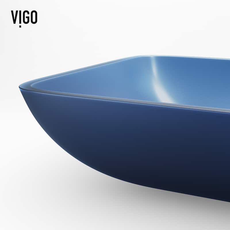 VIGO Sottile 18"L x 13"W Glass Vessel Sink and Ashford 11"H Faucet Set