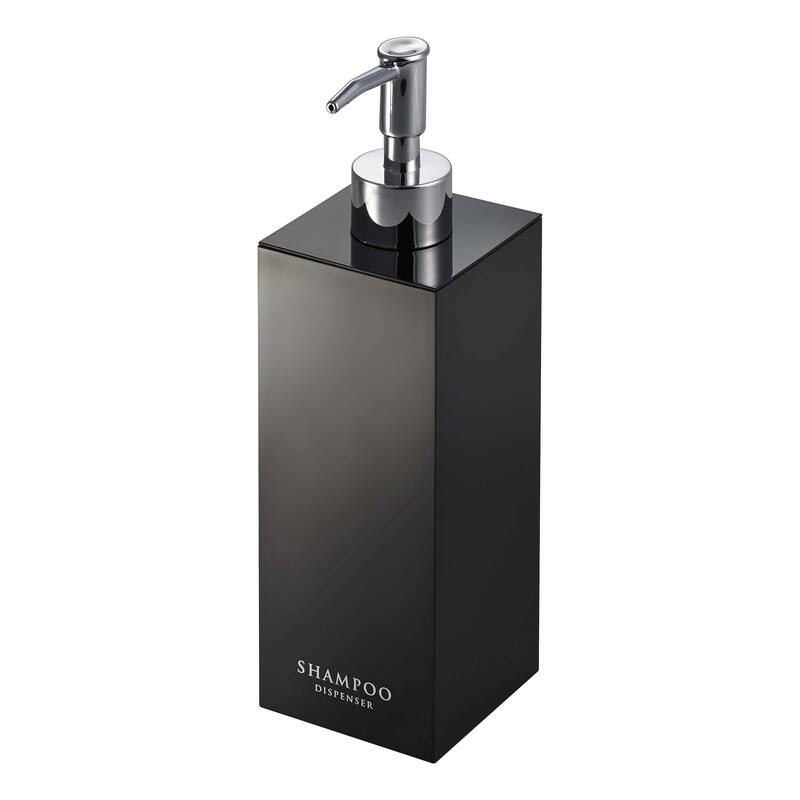 Yamazaki Home Square Shower Dispenser - Three Styles, ABS Plastic, Shampoo - L 2.76 x W 2.76 x H 9.06 inches - Black