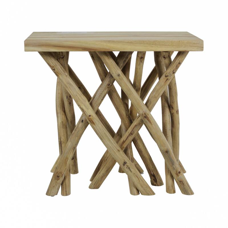 Solid Teak Wood Stump Accent Stick Table by East at Main