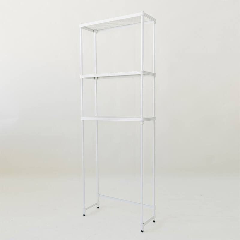 Design Ideas MeshWorks 3 Tier Metal Bathroom Storage Shelving Unit Rack, White - 15.21