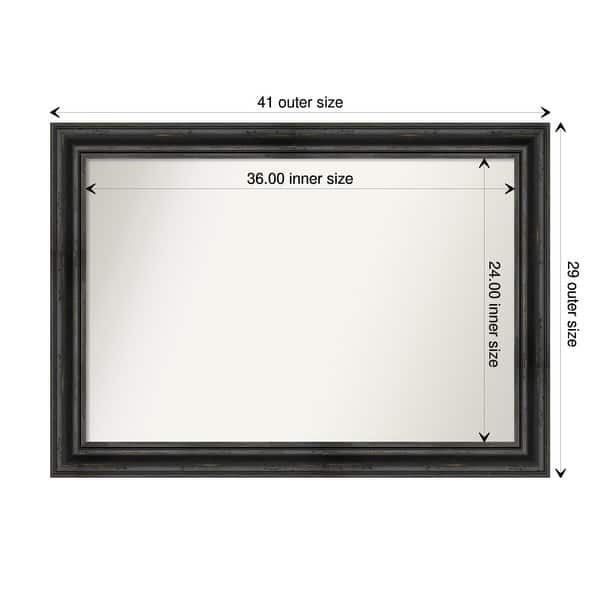 dimension image slide 0 of 5, Non-Beveled Wood Bathroom Wall Mirror - Rustic Pine Black Frame