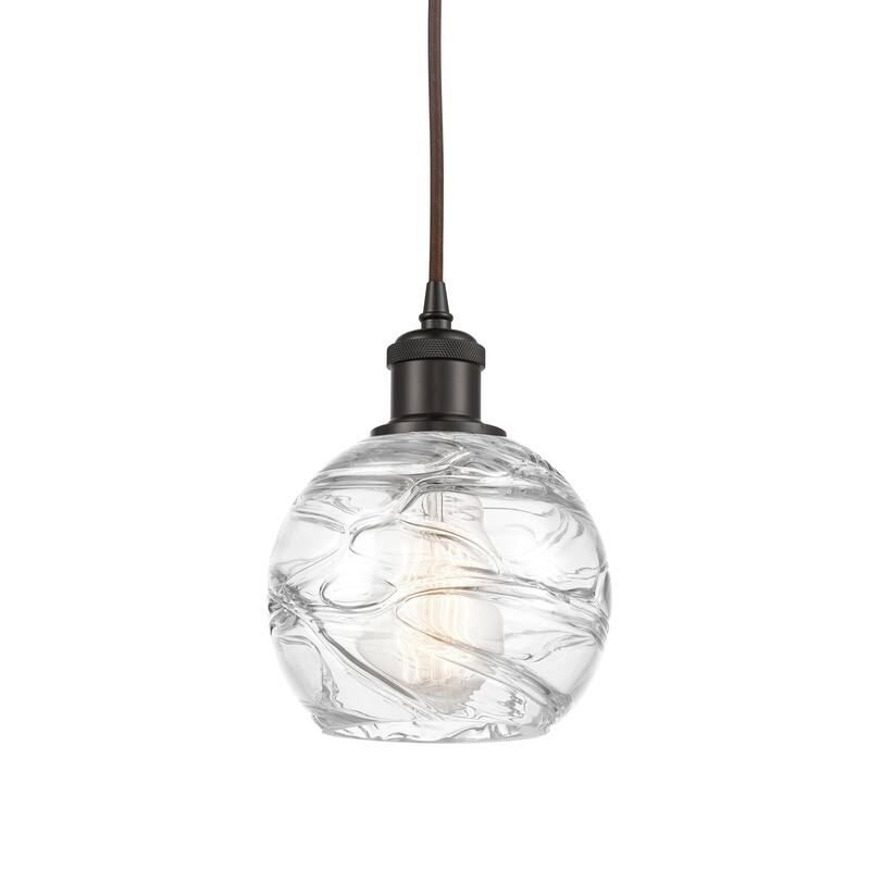 Innovations Lighting 516-1P-8-6 Athens Pendant Athens 6" Wide Mini - Clear Deco Swirl / Oil Rubbed Bronze