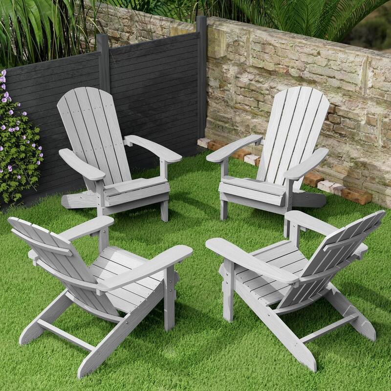 WINSOON All Weather HIPS Outdoor Plastic Adirondack Chairs Set of 4 - Grey