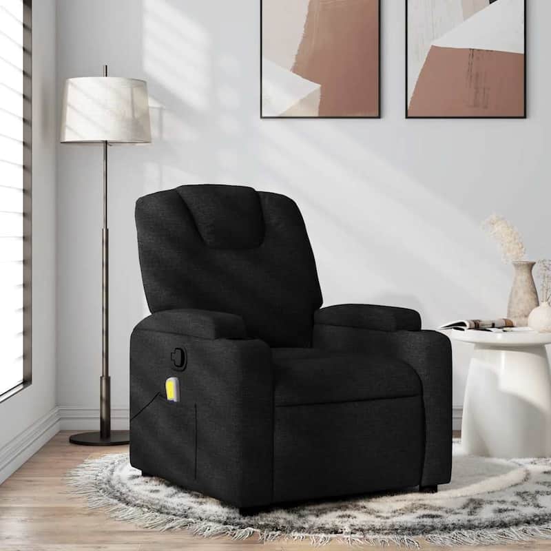 vidaXL Massage Recliner Chair Black Fabric (100% polyester), metal, plywood