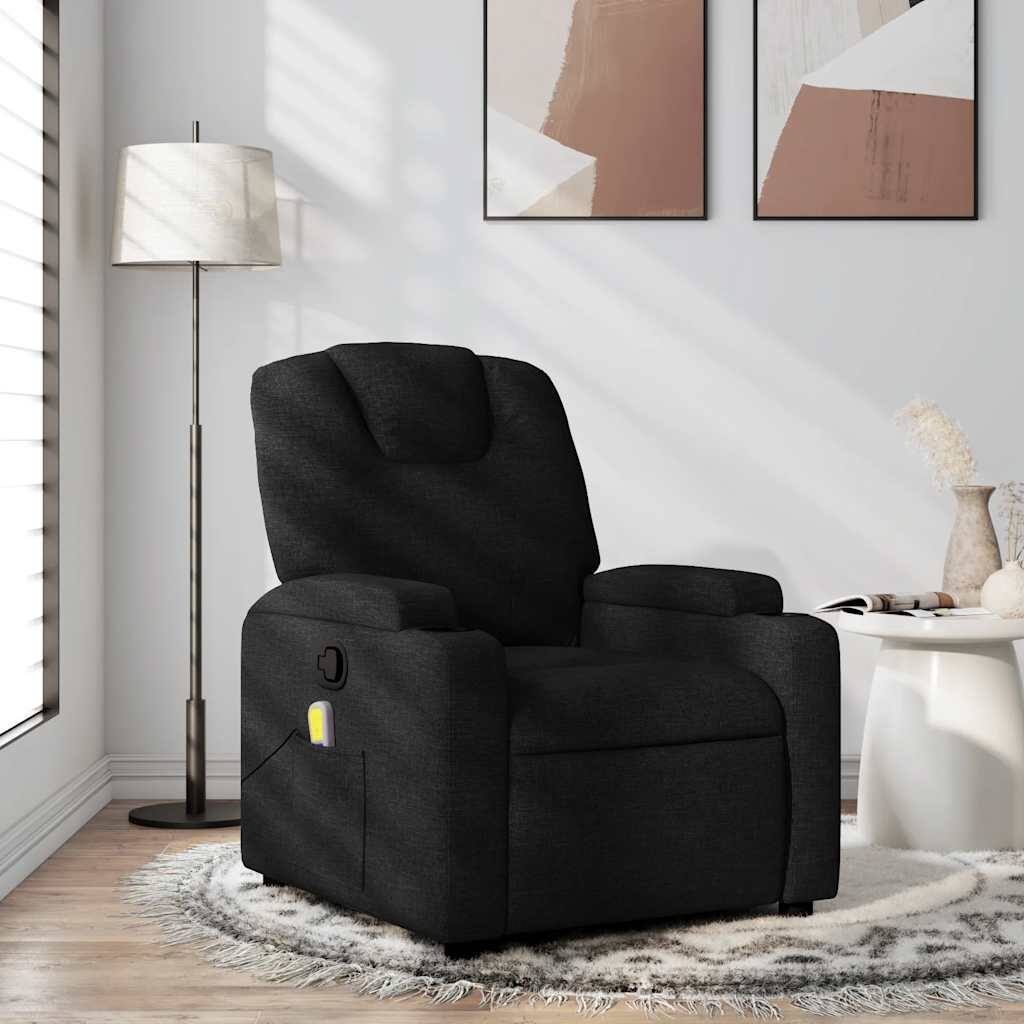 vidaXL Massage Recliner Chair Black Fabric (100% polyester), metal, plywood
