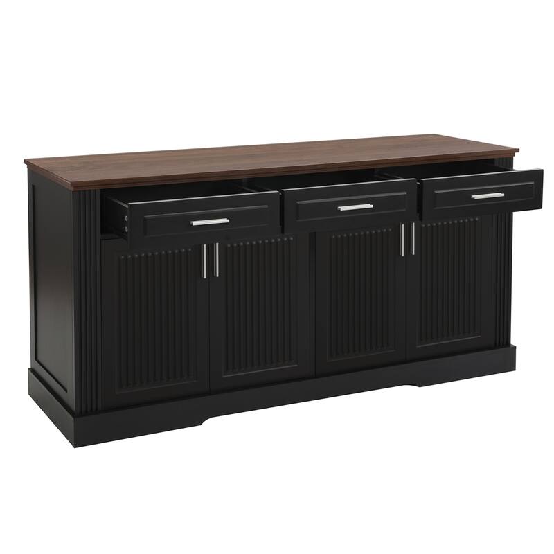 63" Farmhouse Sideboard Buffet Cabinet with 4 Doors and 3 Drawers