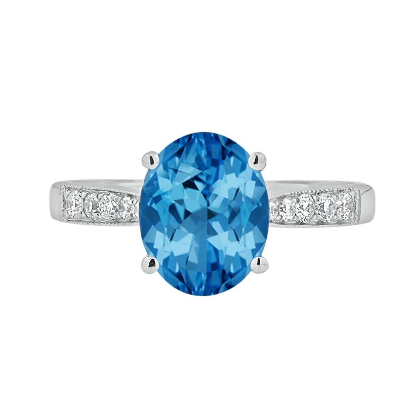 Auriya 3 1/3ct Fancy Oval Swiss Blue Topaz and Diamond Engagement Ring 1/4ctw 14k Gold