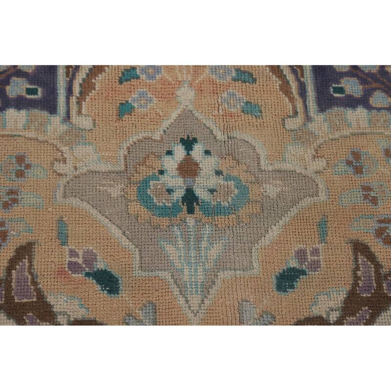 Blue Tabriz Persian Vintage Area Rug Hand-Knotted Wool Carpet - 9'11" x 13'2"