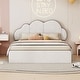 preview thumbnail 1 of 24, Upholstered Platform Bed Queen Size Bed Frame with Cloud-shaped Headboard and Footboard, No Box Spring Needed Velvet Fabric聽 Beige - Queen
