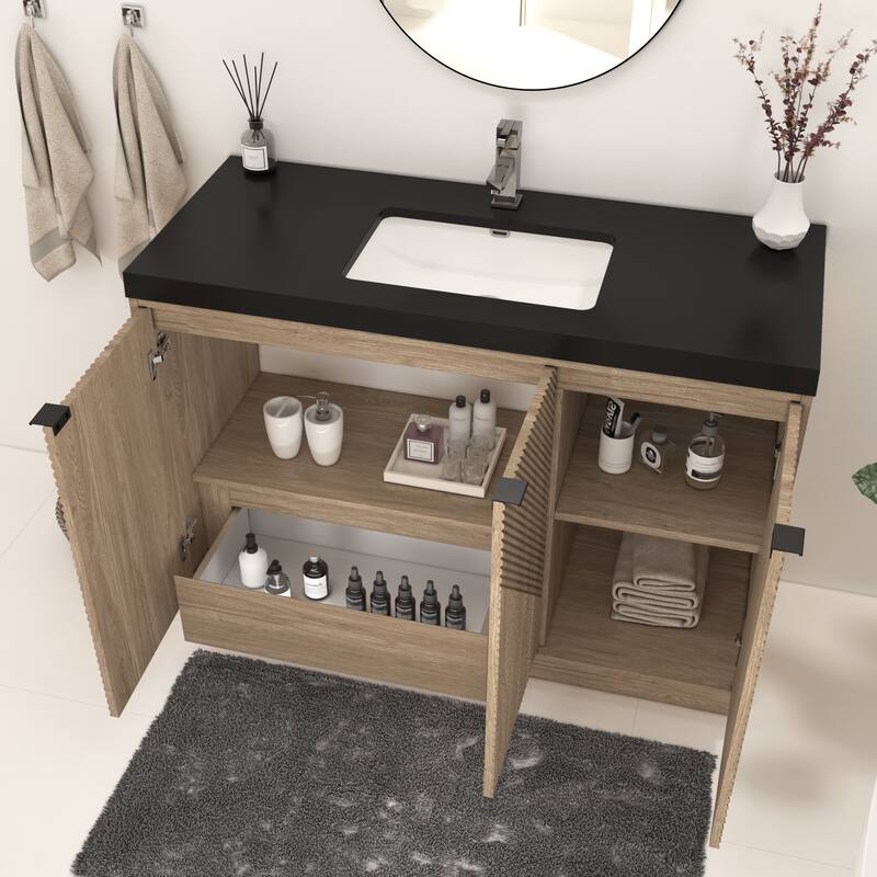 Milano 48" Freestanding Bathroom Vanity with Black Acrylic Sink