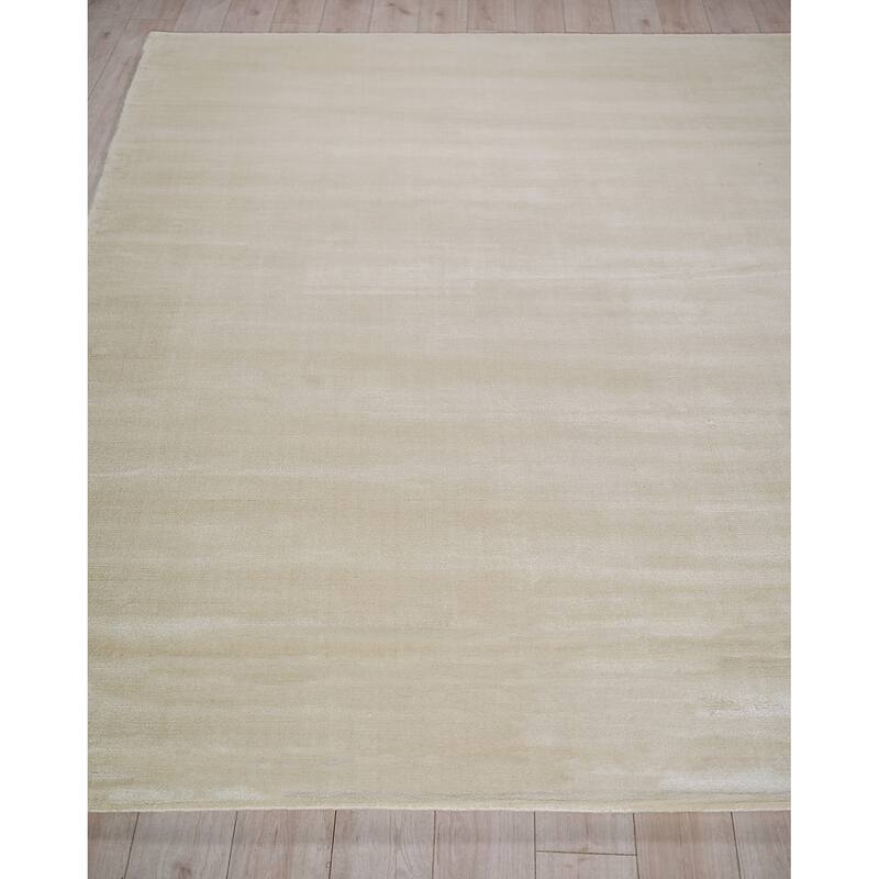 Velutto Modern Handmade Silky Nylon in Light Beige Area Rug