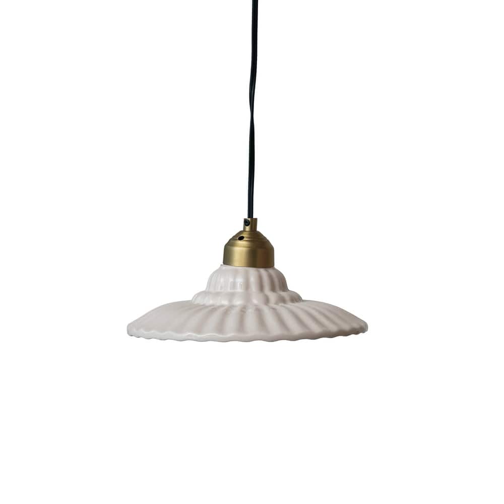 Stoneware Pleated Pendant Lamp,