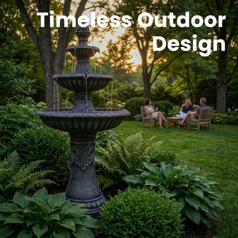 Classic Bird Bath 3-Tier Water Fountain Weather Resistant with Pump