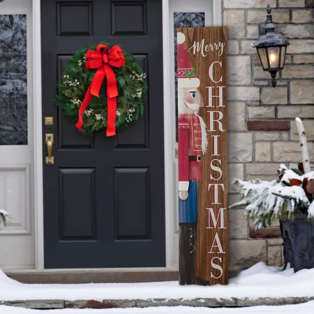 Glitzhome Christmas Wooden Nutcracker Porch Sign Decor