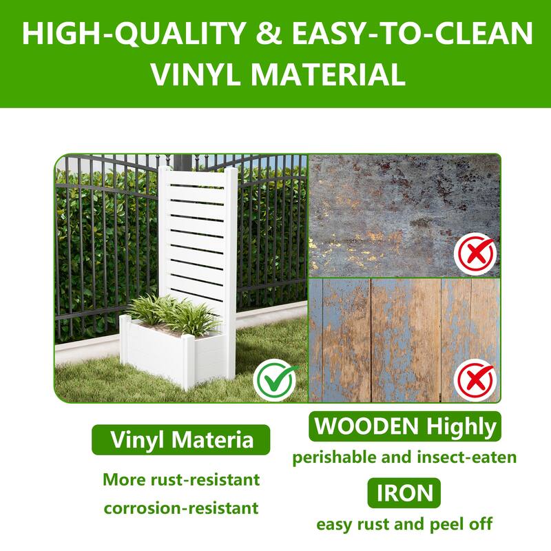 Outdoor PVC Privacy Raised Garden Bed Panels Planter Box With Ground Stakes