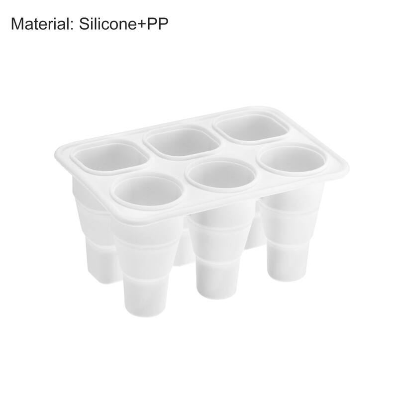 Collapsible Ice Pops Molds 6Pcs, Ice Cube Trays with Funnel and Brush - White