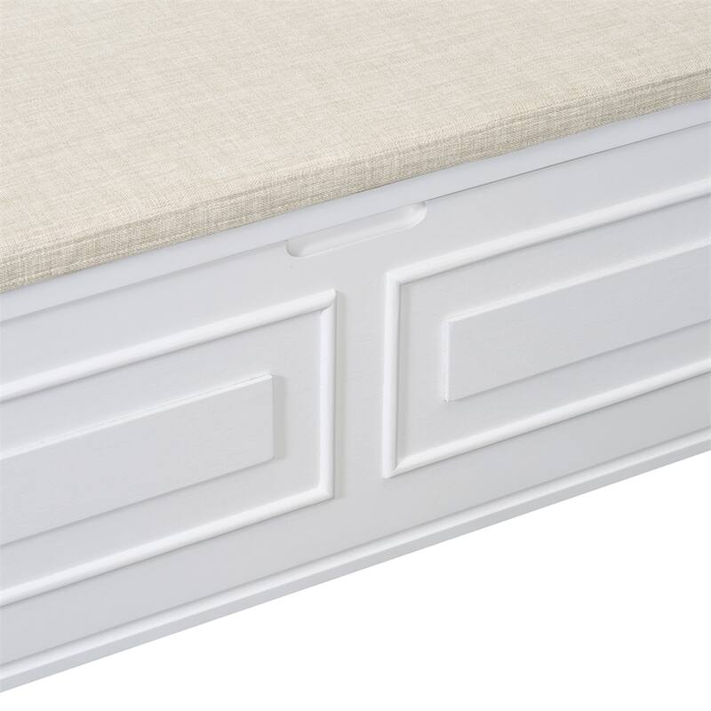 Solid wood Entryway Multifunctional Storage Bench with Safety Hinge