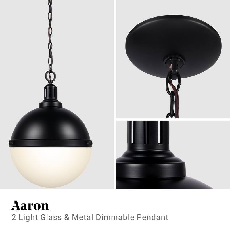 Brio Lighting Aaron - 2 Light Glass & Metal Dimmable Pendant Light