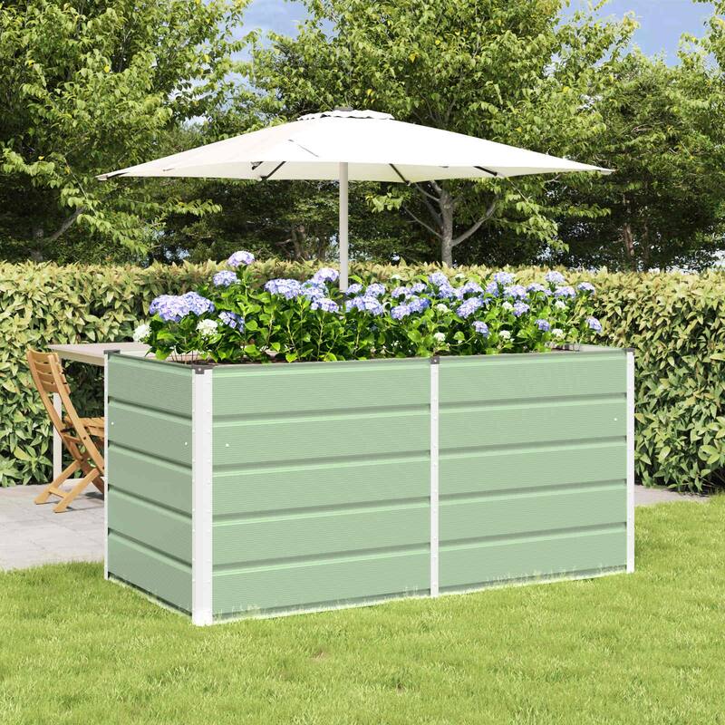 vidaXL Planter in Steel - 62.99 x 31.50 x 17.72 - Green - 62.99 x 31.50 x 29.53 in